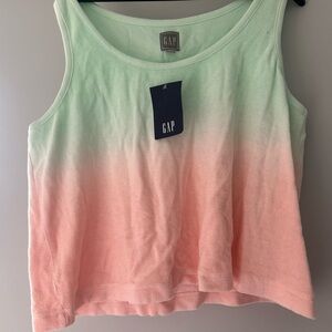 GAP Women's Pastel Green and Pink Tank Top